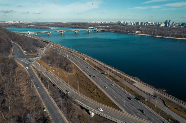 Highways Banks Dnieper River Kyiv Ukraine — Stock Photo, Image