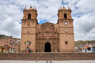 Puno Cathedral. Ancient stone church in the center of the city.