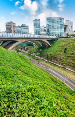 The Villena King Bridge in Miraflores district, Lima, Peru. Urban landscape.