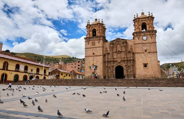Puno Cathedral Ancient Stone Church Center City — 스톡 사진