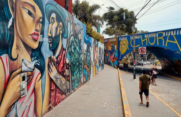 Lima Peru January 2022 Creative Graffiti Walls Barranco Area — Fotografia de Stock