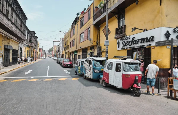 Lima Peru Janeiro 2022 Mototaxis Nas Ruas Históricas Cidade Velha — Fotografia de Stock