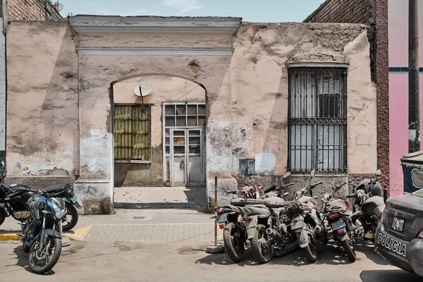Lima Peru Janeiro 2022 Motocicletas Antigas Nas Ruas Históricas Cidade — Fotografia de Stock
