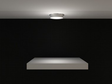 Sergi için boş bir raf gösterimi