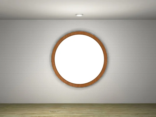 Illustration av ett tomt galleri med en rund ram — Stockfoto