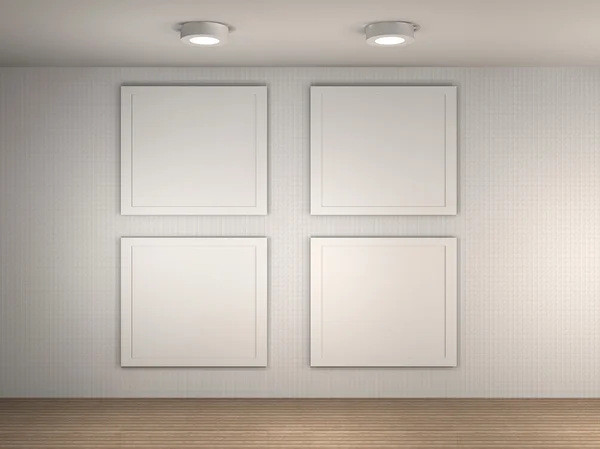 Illustration of a gallery with 4 empty frames — Stock Photo, Image