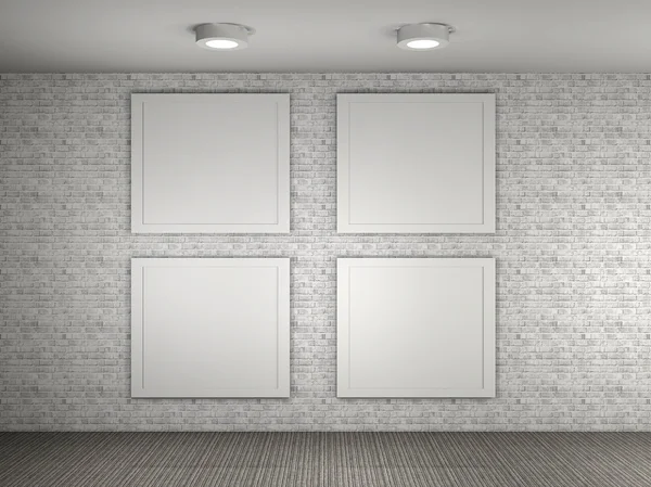 Illustration of a gallery with 4 empty frames — Stock Photo, Image