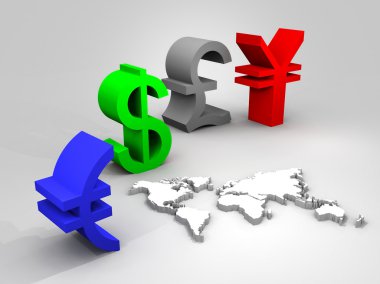 ticaret para birimleri dünya çapında çizimi