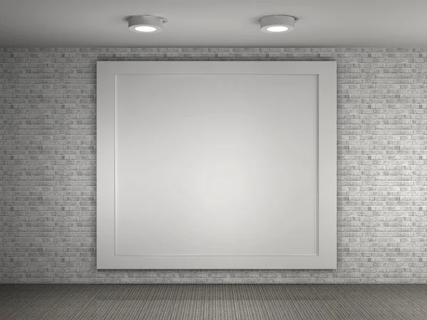 A illustration of a empty gallery with a big frame — Stock Photo, Image