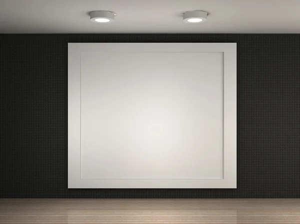 En illustration av ett tomt galleri med en stor ram — Stockfoto