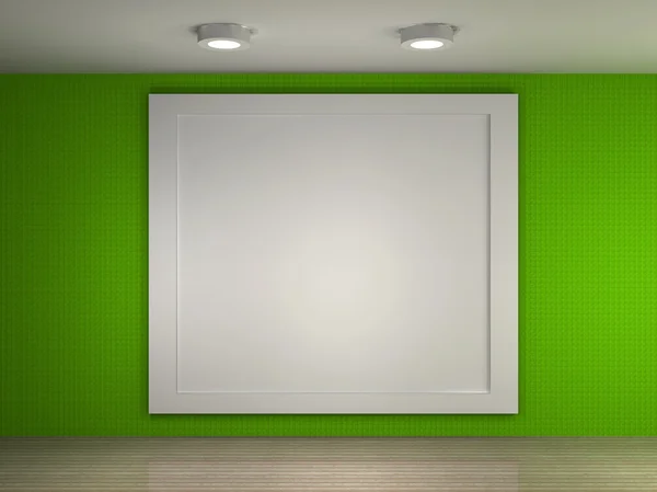 Een illustratie van een lege galerij met een grote frame — Stockfoto