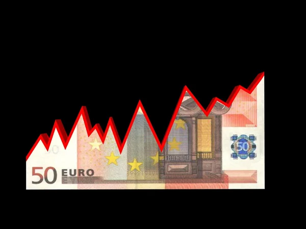 Illustration of a business graph on a euro bill — Stock Photo, Image