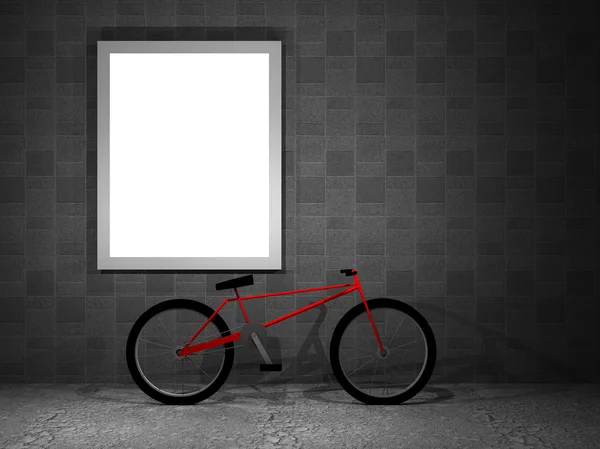 Ilustração de um painel publicitário à noite com bicicleta — Fotografia de Stock