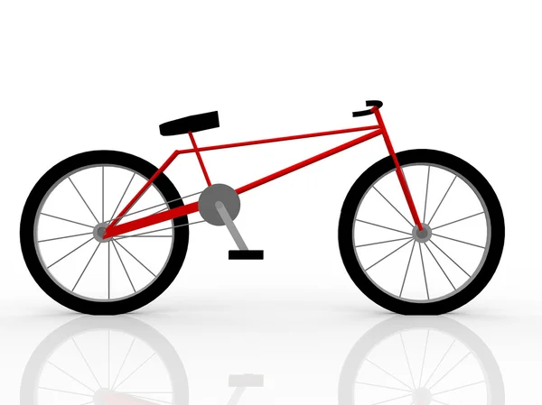빨간 자전거 흰색 절연의 그림 — 스톡 사진