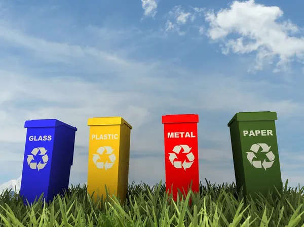 Illustration of 4 recycling containers — Stock Photo, Image