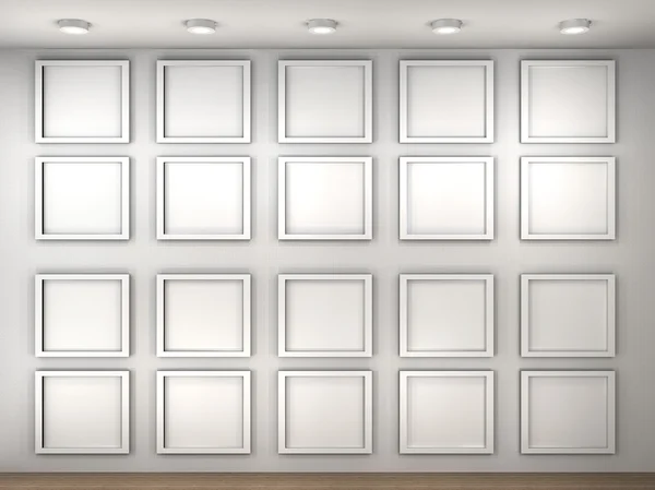 Illustration of a empty museum wall with frames — Stock Photo, Image