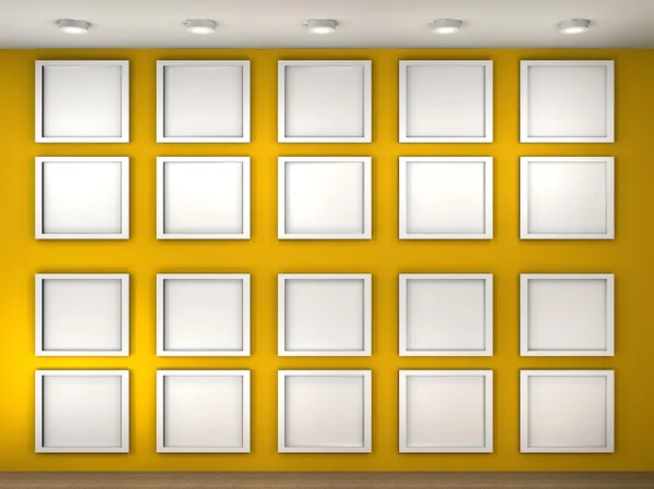 Illustration of a empty museum wall with frames — Stock Photo, Image