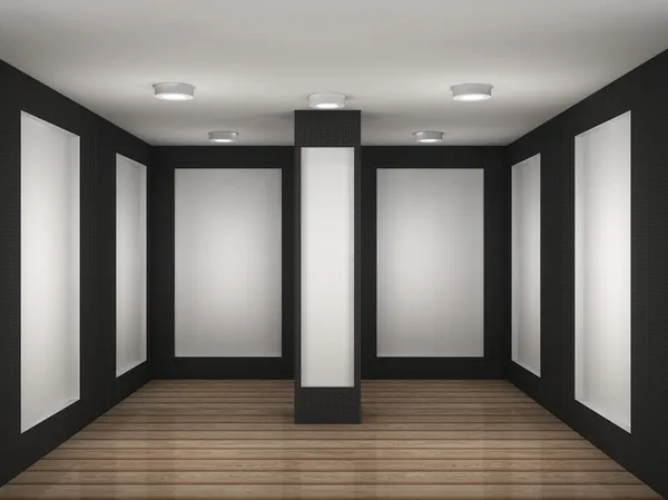 Illustration of a empty gallery room with frames — Stock Photo, Image