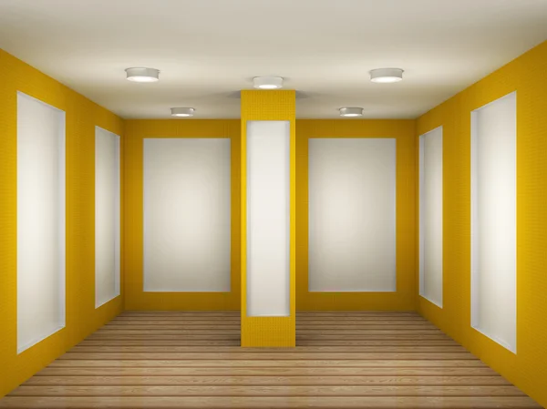Illustration of a empty gallery room with frames — Stock Photo, Image