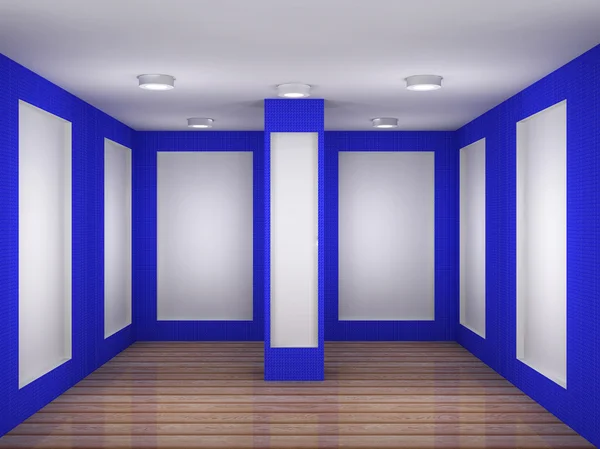 Ilustração de uma sala de galeria vazia com molduras — Fotografia de Stock