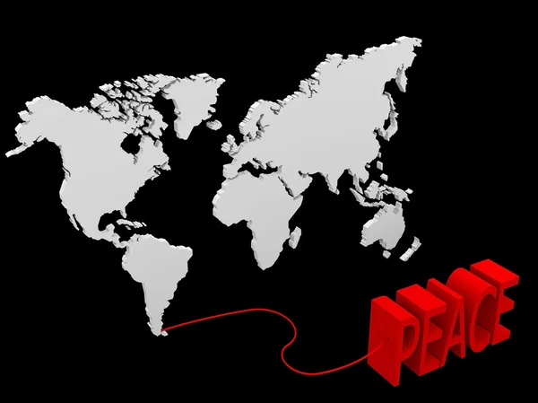 Illustrazione di una mappa del mondo collegata a una parola di pace — Foto Stock