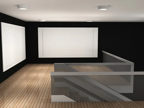 Illustration of a empty gallery with 2 frames — Stock Photo, Image