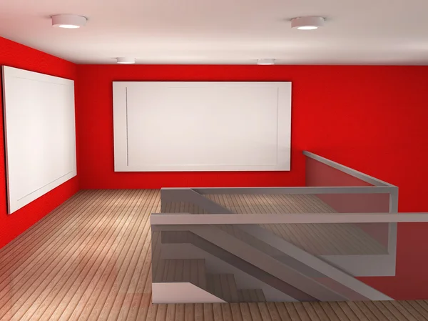 Illustration of a empty gallery with 2 frames — Stock Photo, Image