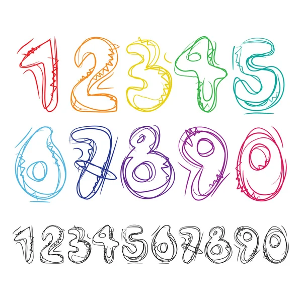 Hand drawn numbers — Stock Vector