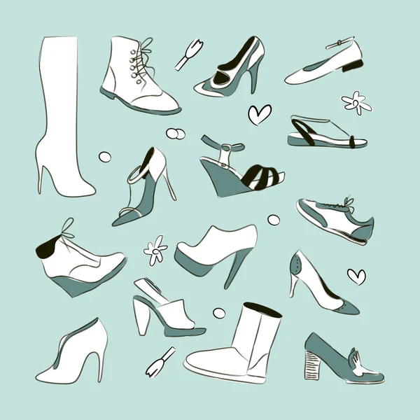 Womens shoes set — Stock Illustration Womens shoes set Vector Graphics