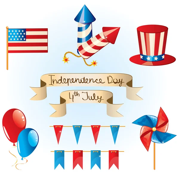 4 lipca Dzień Niepodległości wektor zestaw — Wektor stockowy