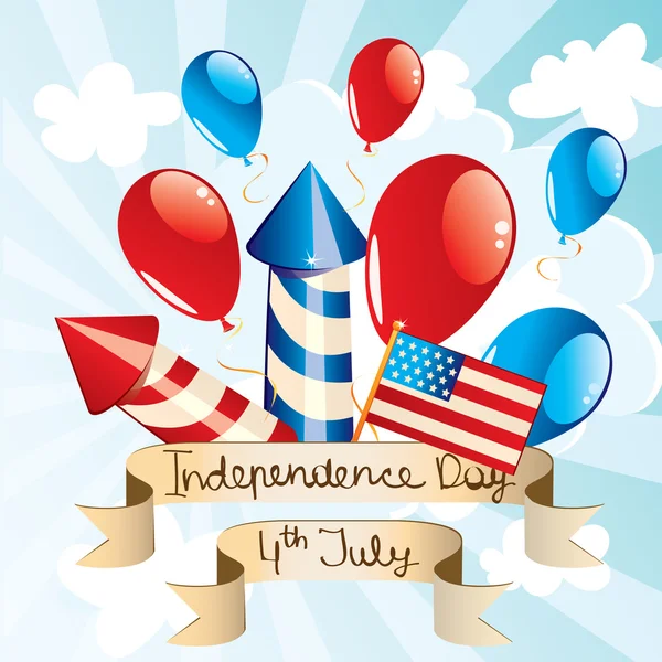 4 luglio giorno dell'indipendenza. — Vettoriale Stock