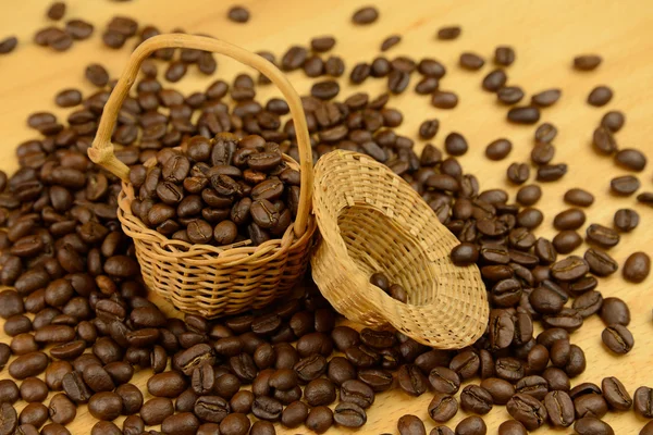 Basket with coffee beans Stock Photo