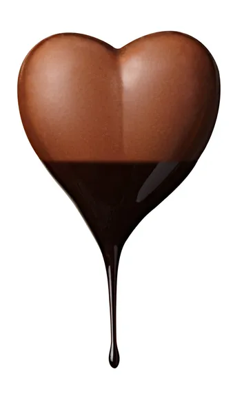 Chocolate syrup leaking heart shape love — Stock Photo, Image