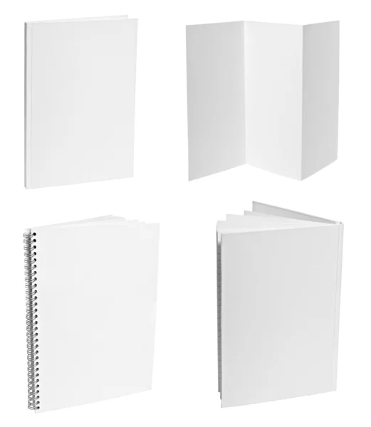 Folleto cuaderno libro de texto blanco papel en blanco plantilla —  Fotos de Stock