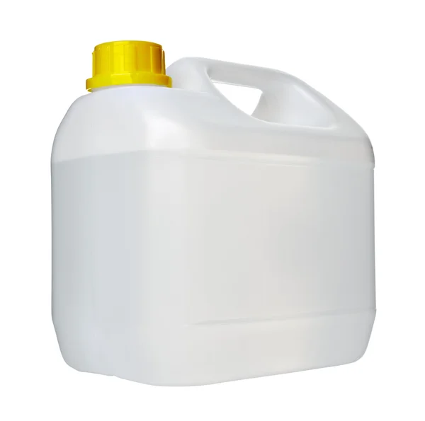 装有水或汽油的白色加仑容器 — 图库照片