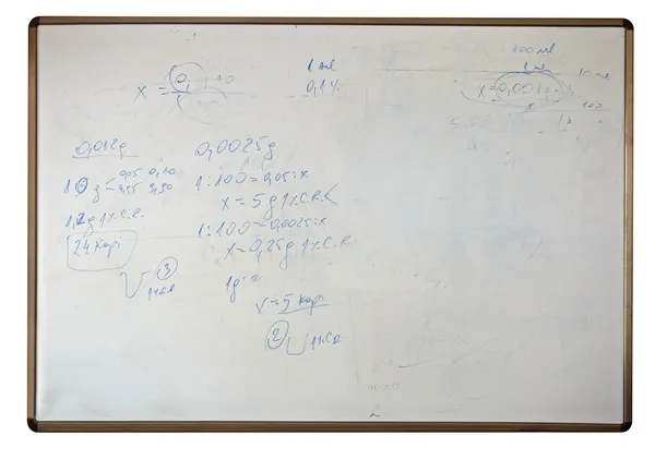 Matematické vzorce na škole bílá černá deska vzdělání — Stock fotografie