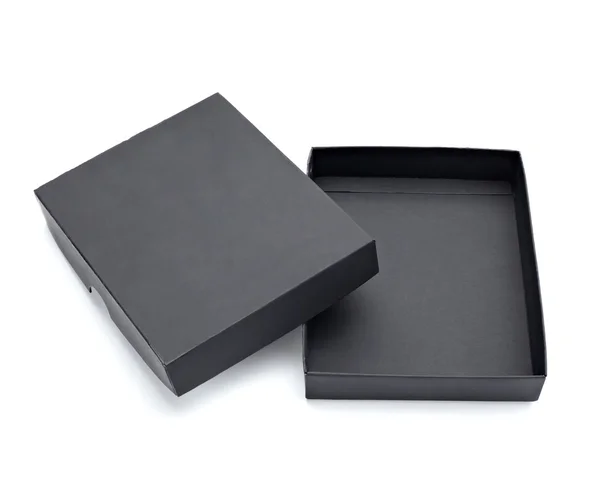 Czarne pudełko kartonowe obecny — Zdjęcie stockowe