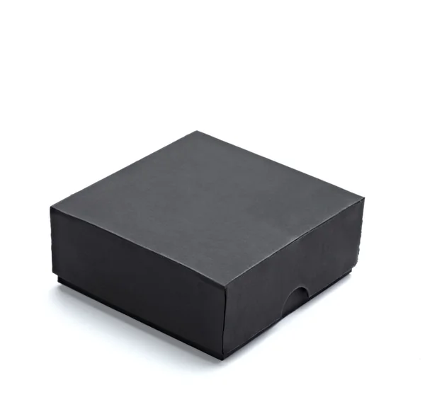 Caixa preta de papelão presente — Fotografia de Stock