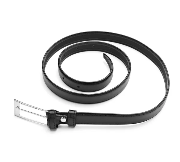 Black leather belt clothing accessory — Stock Photo, Image