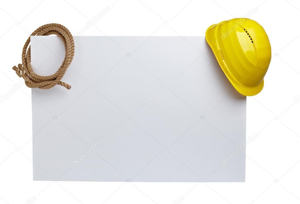 construction helmet protective workwear and note paper