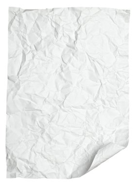 witte verfrommeld papier met gekrulde rand