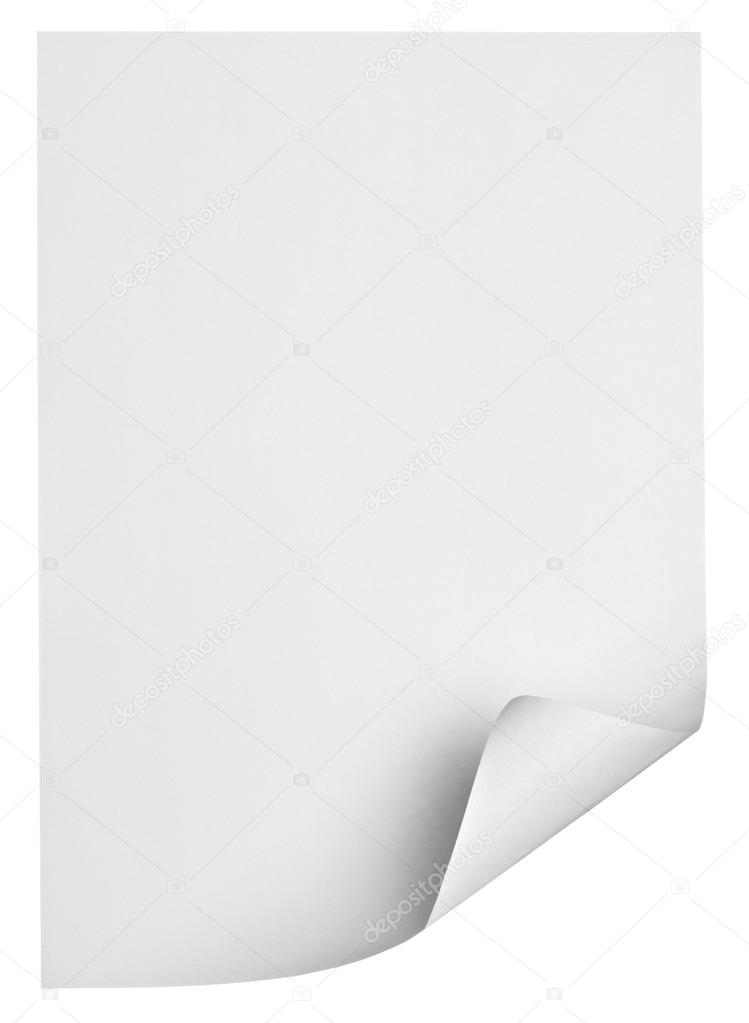 white paper with curled edge