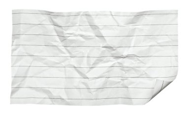 witte verfrommeld papier met gekrulde rand