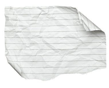 witte verfrommeld papier met gekrulde rand