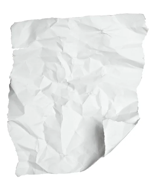 Biały zmięty papier z krawędzi zwinięte — Zdjęcie stockowe