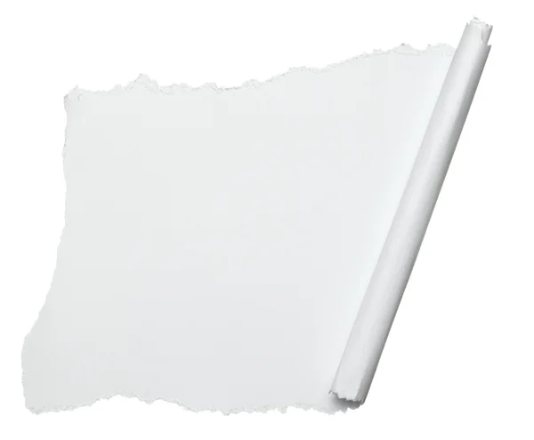 Blanco arrugado papel de nota de desplazamiento rizado — Foto de Stock