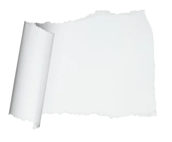 Wit verfrommeld gekrulde scroll Opmerking papier — Stockfoto