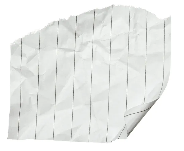 Witte verfrommeld papier met gekrulde rand — Stok fotoğraf