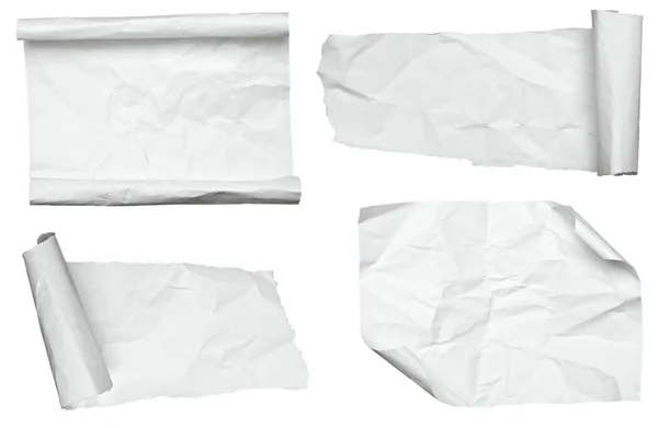 White crumpled paper with curled edge — Stock Photo, Image