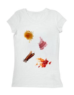 ketçap Çikolata kahve şarap yemek lekeleri t gömlek